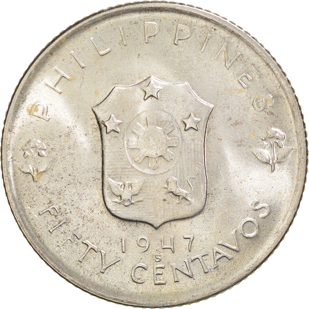 Coin, Philippines, 50 Centavos, 1947, AU(55-58), Silver, KM:184