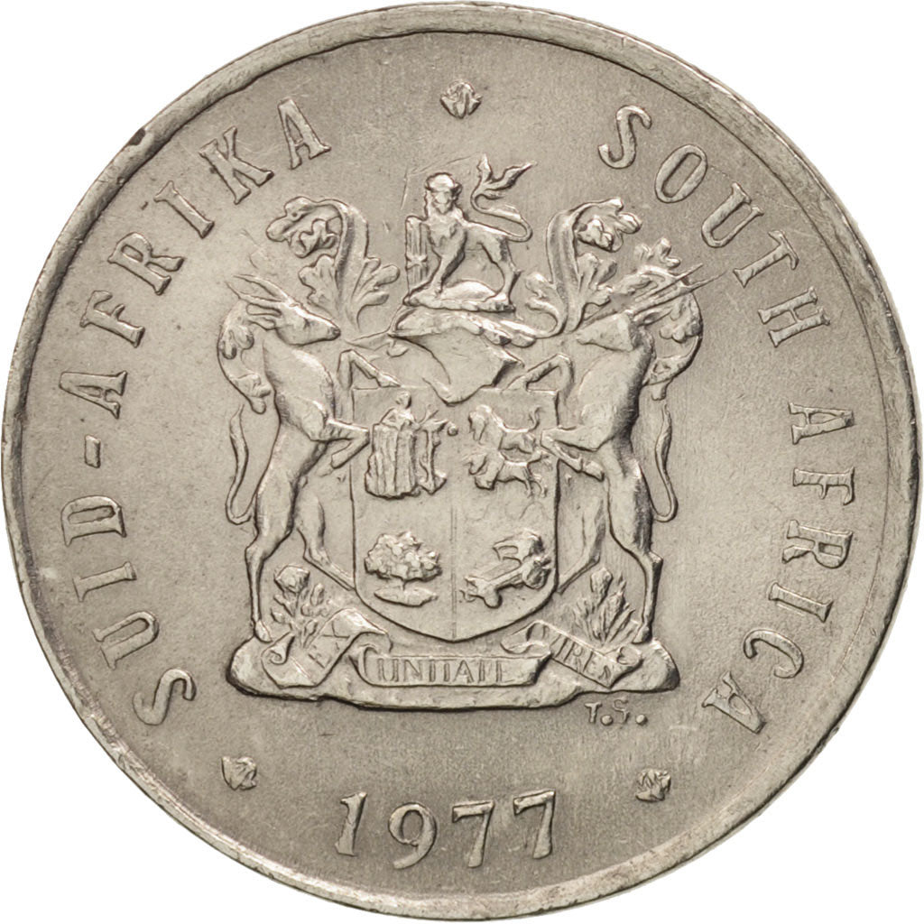 South Africa, 5 Cents, 1977, AU(55-58), Nickel, KM:84