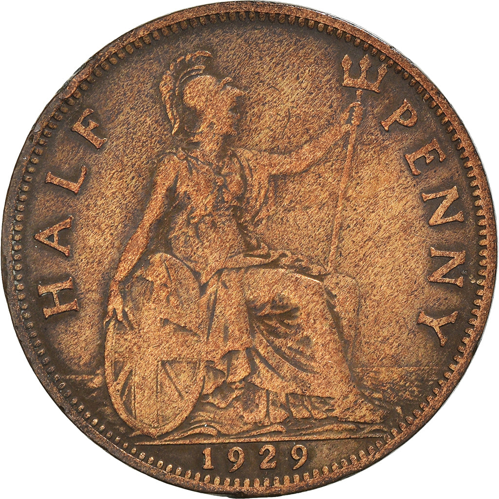 Monnaie, Grande-Bretagne, George V, 1/2 Penny, 1929, B+, Bronze, KM:837