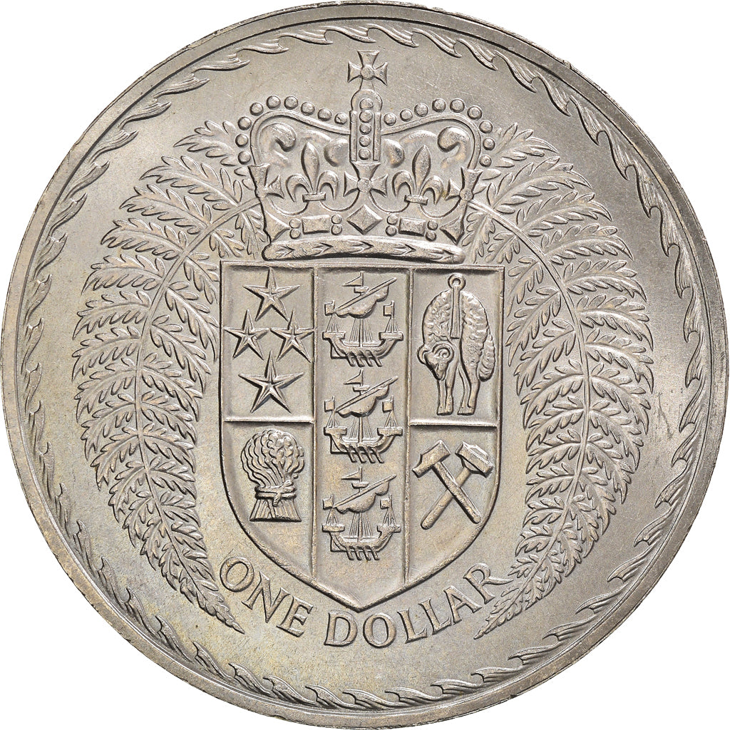 Moneta, Nowa Zelandia, Elizabeth II, Dollar, 1967, AU(55-58), Miedź-Nikiel