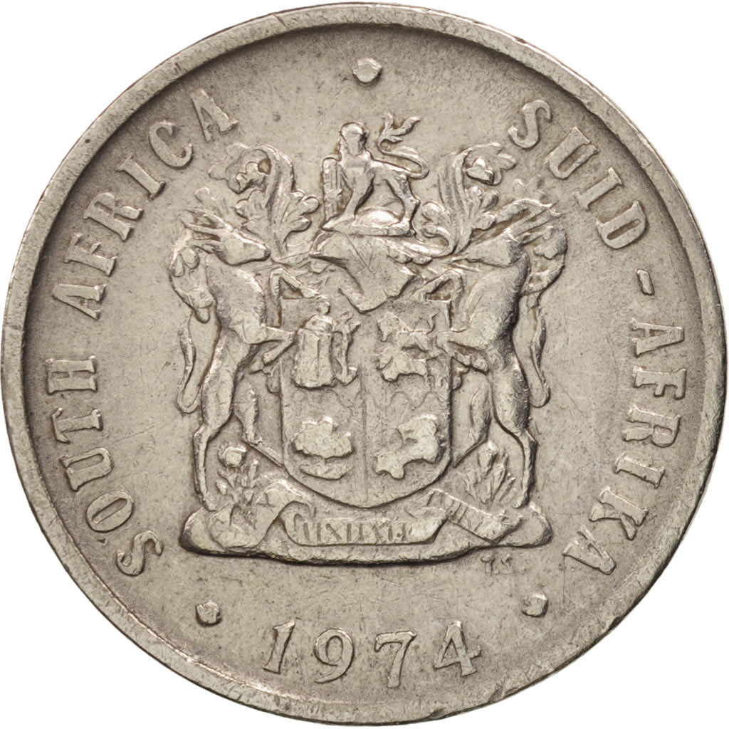 Coin, South Africa, 10 Cents, 1974, EF(40-45), Nickel, KM:85