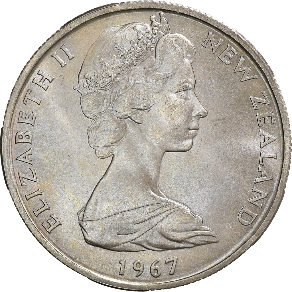 Coin, New Zealand, Elizabeth II, 50 Cents, 1967, AU(55-58), Copper-nickel
