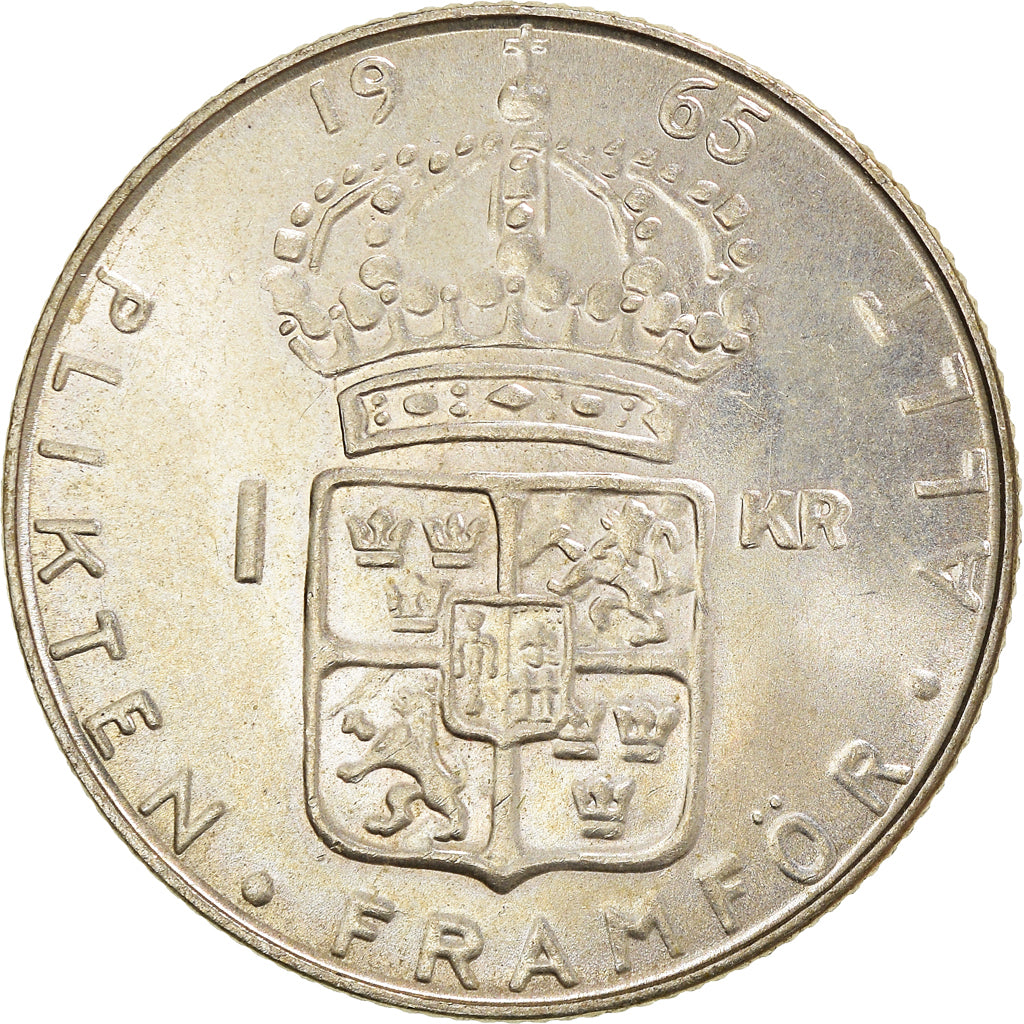 Coin, Sweden, Gustaf VI, Krona, 1965, AU(55-58), Silver, KM:826