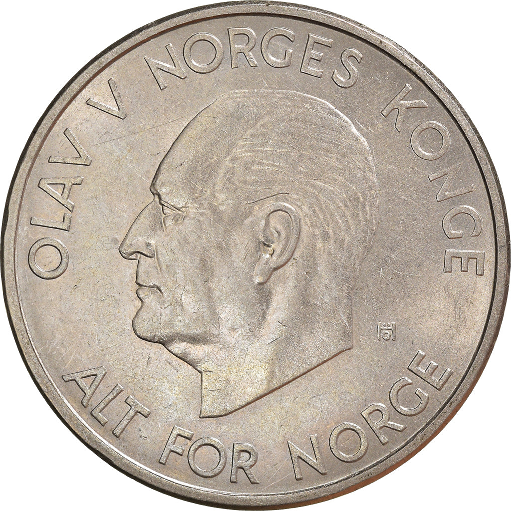 Coin, Norway, Olav V, 5 Kroner, 1964, AU(50-53), Copper-nickel, KM:412