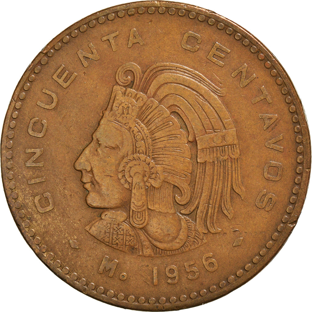 Münze, Mexiko, 50 Centavos, 1956, Mexico City, SS, Bronze, KM:450