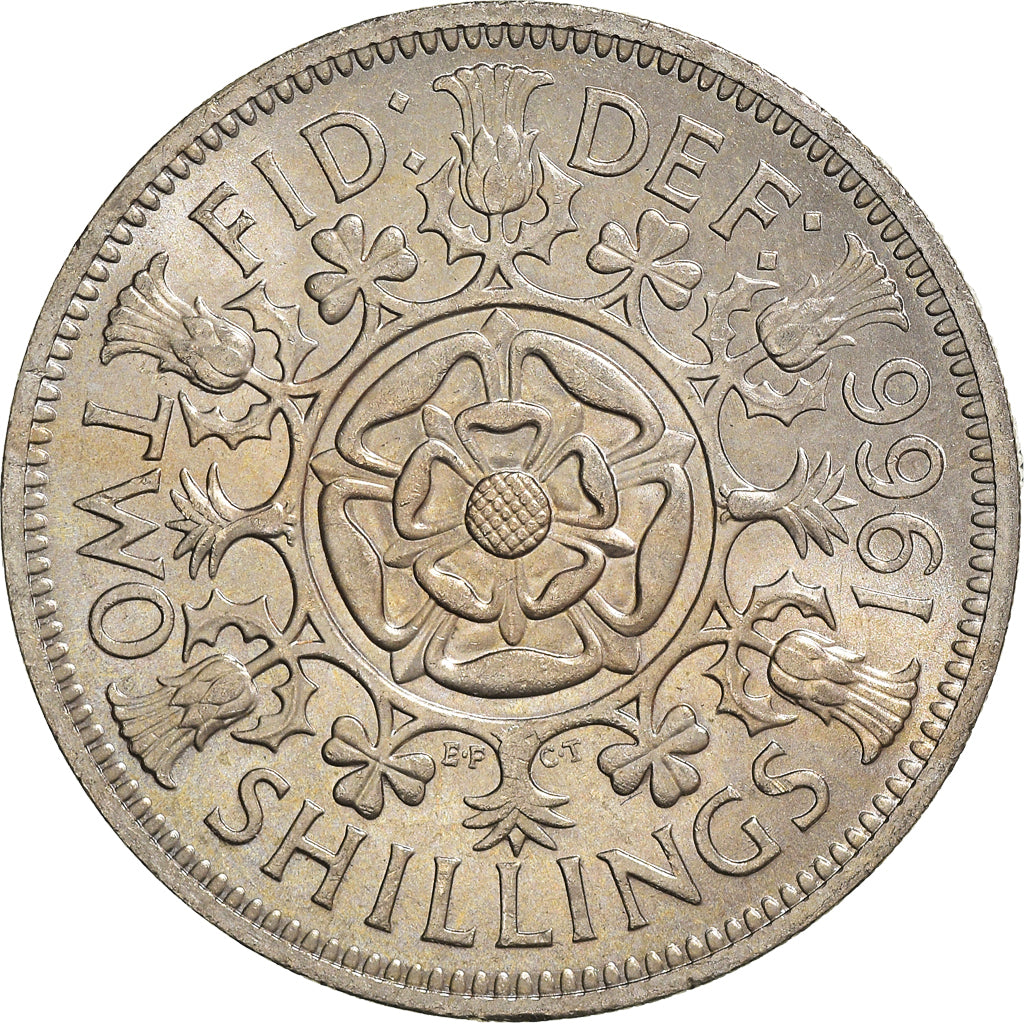 Coin, Great Britain, Elizabeth II, Florin, Two Shillings, 1966, AU(55-58)