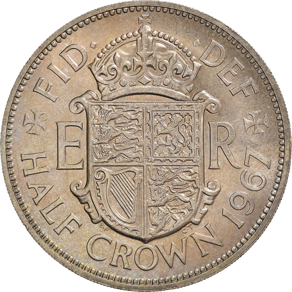 Coin, Great Britain, Elizabeth II, 1/2 Crown, 1967, AU(55-58), Copper-nickel