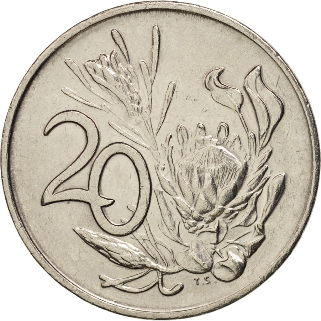 South Africa, 20 Cents, 1990, EF(40-45), Nickel, KM:86