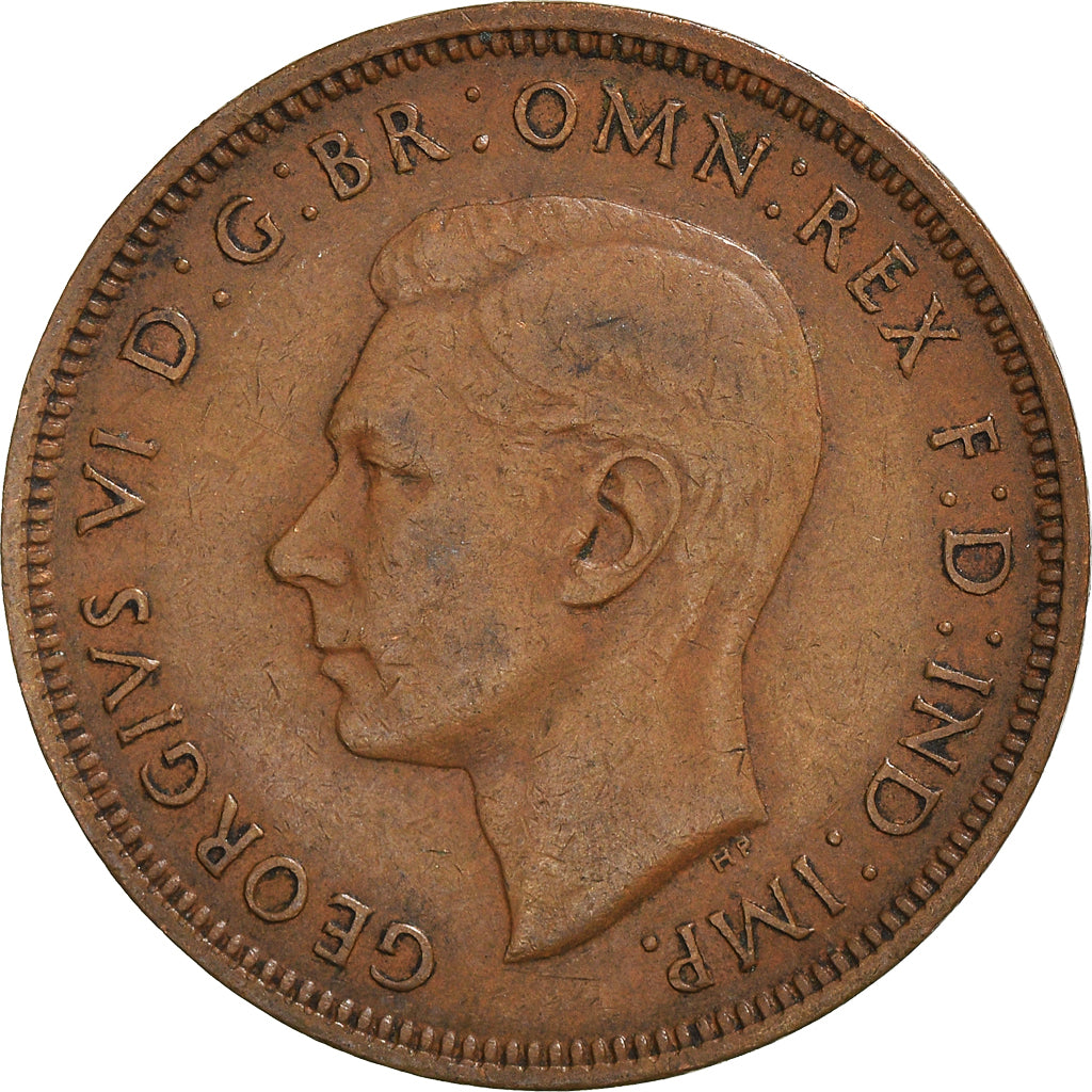 Moneta, Wielka Brytania, George VI, 1/2 Penny, 1943, EF(40-45), Brązowy, KM:844