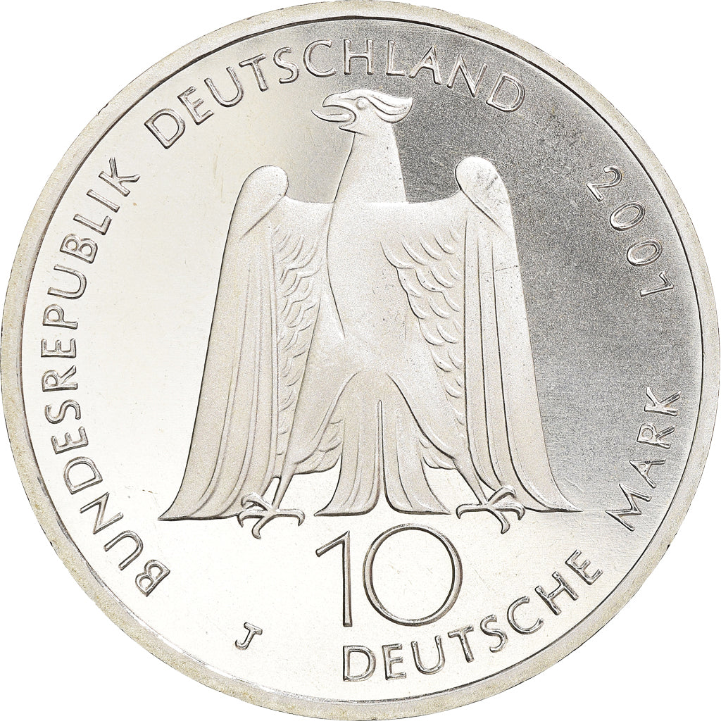 Coin, GERMANY - FEDERAL REPUBLIC, 10 Mark, 2001, Hamburg, BE, MS(65-70), Silver