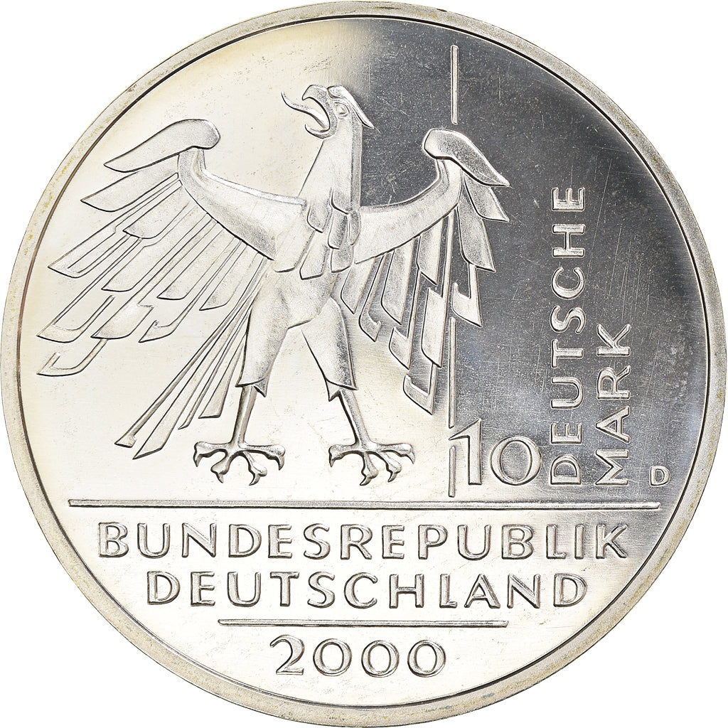 Coin, GERMANY - FEDERAL REPUBLIC, 10 Mark, 2000, Munich, BE, MS(65-70), Silver