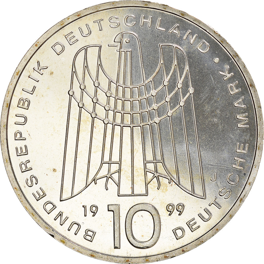 Coin, GERMANY - FEDERAL REPUBLIC, 10 Mark, 1999, Hamburg, BE, MS(65-70), Silver