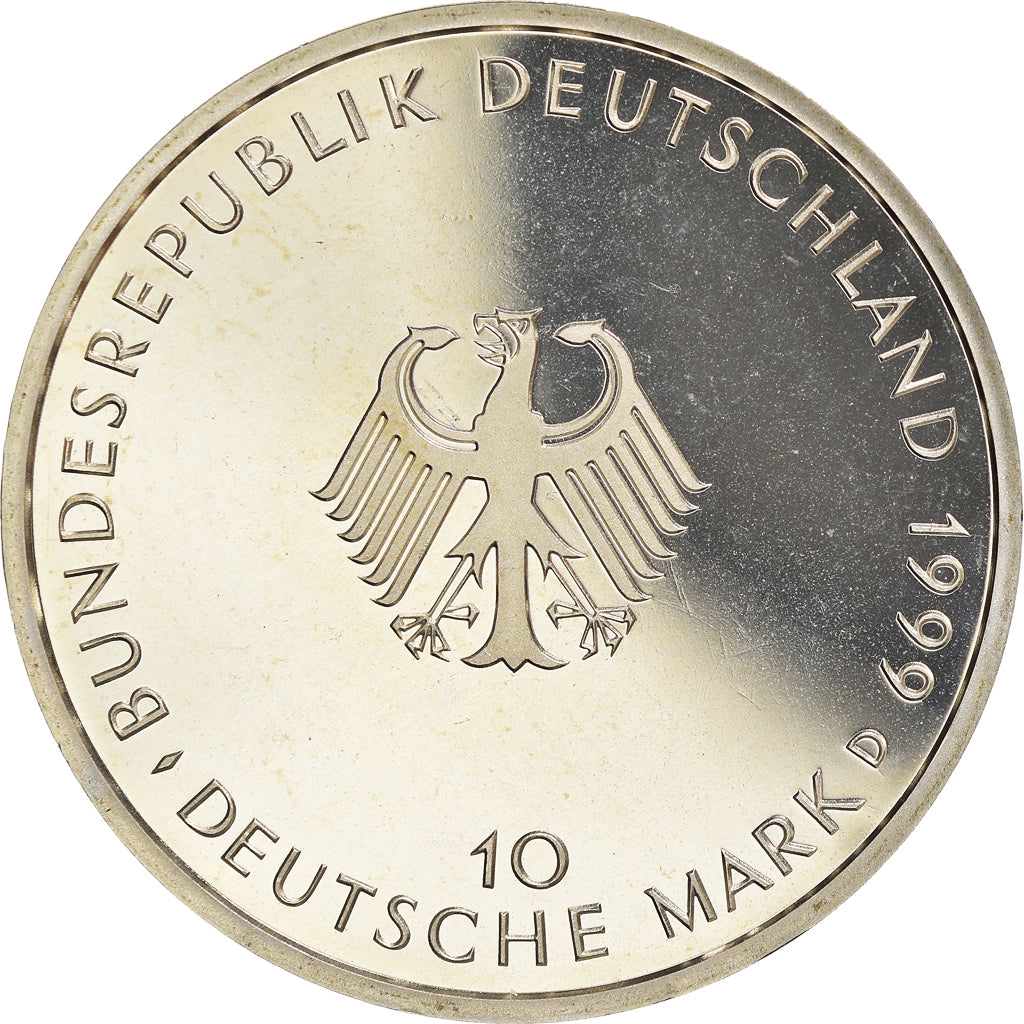 Coin, GERMANY - FEDERAL REPUBLIC, 10 Mark, 1999, Munich, BE, MS(65-70), Silver
