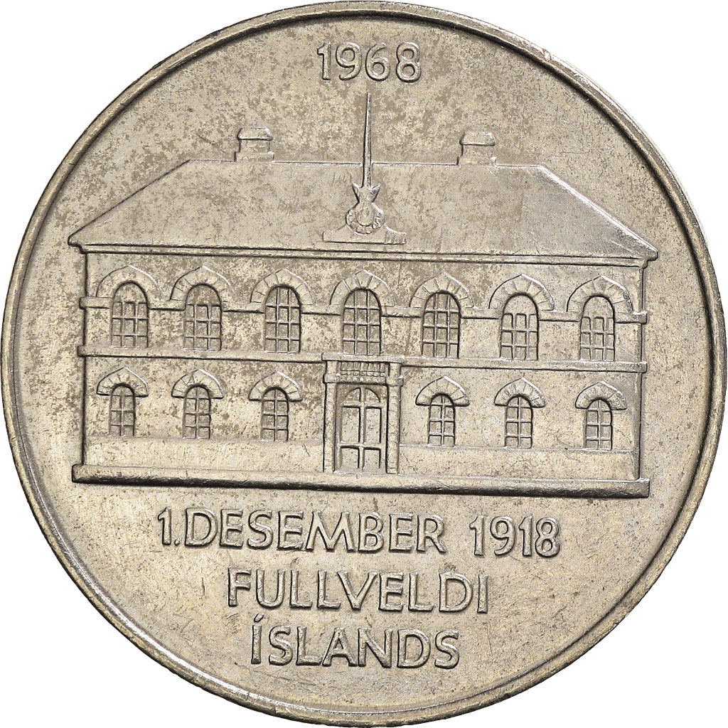 Coin, Iceland, 50 Kronur, 1968, EF(40-45), Nickel, KM:16
