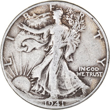 Coin, United States, Walking Liberty Half Dollar, Half Dollar, 1941, U.S. Mint