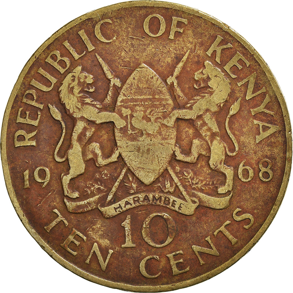 Moneta, Kenya, 10 Cents, 1968, MB+, Nichel-ottone, KM:2
