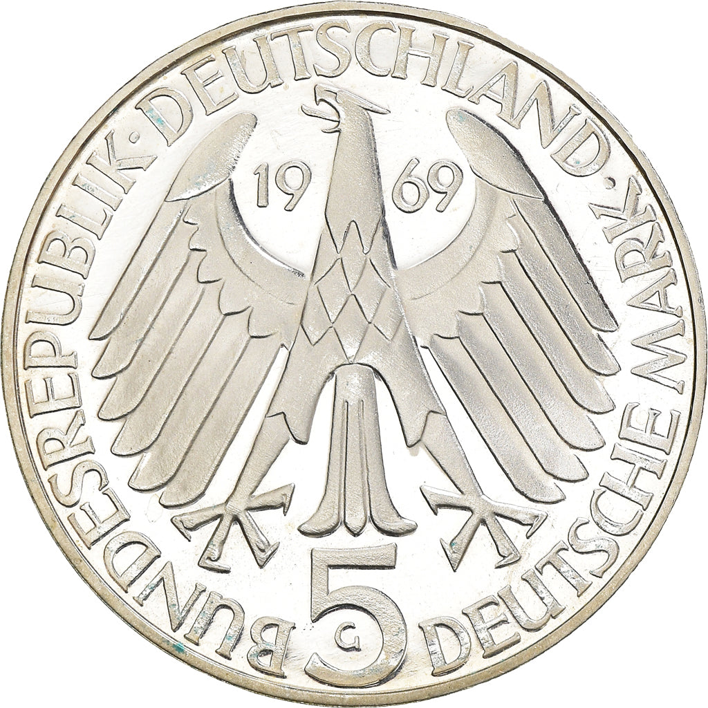 Münze, Bundesrepublik Deutschland, 5 Mark, 1969, Karlsruhe, Germany, BE, UNZ