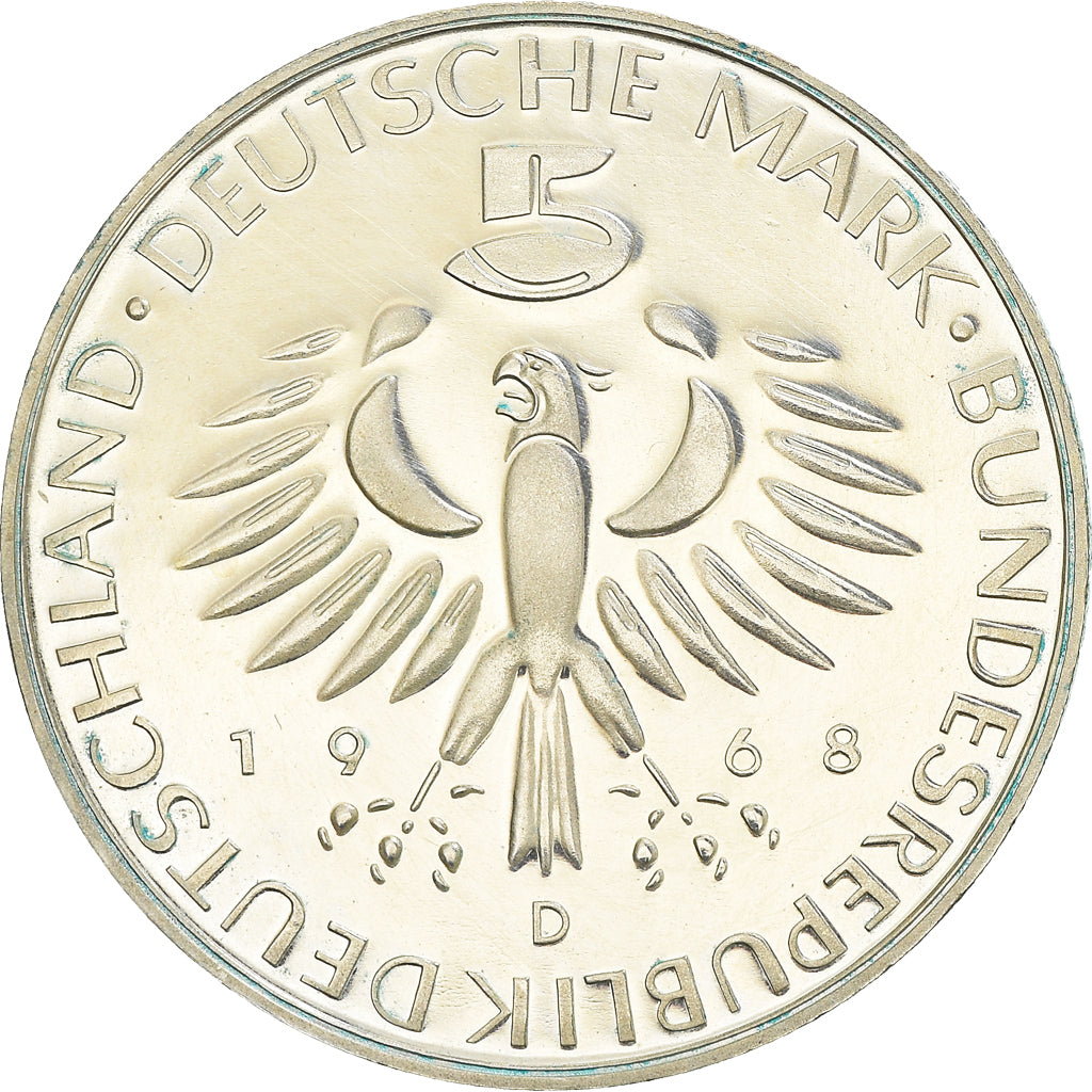 Coin, GERMANY - FEDERAL REPUBLIC, 5 Mark, 1968, Munich, Germany, BE, MS(63)