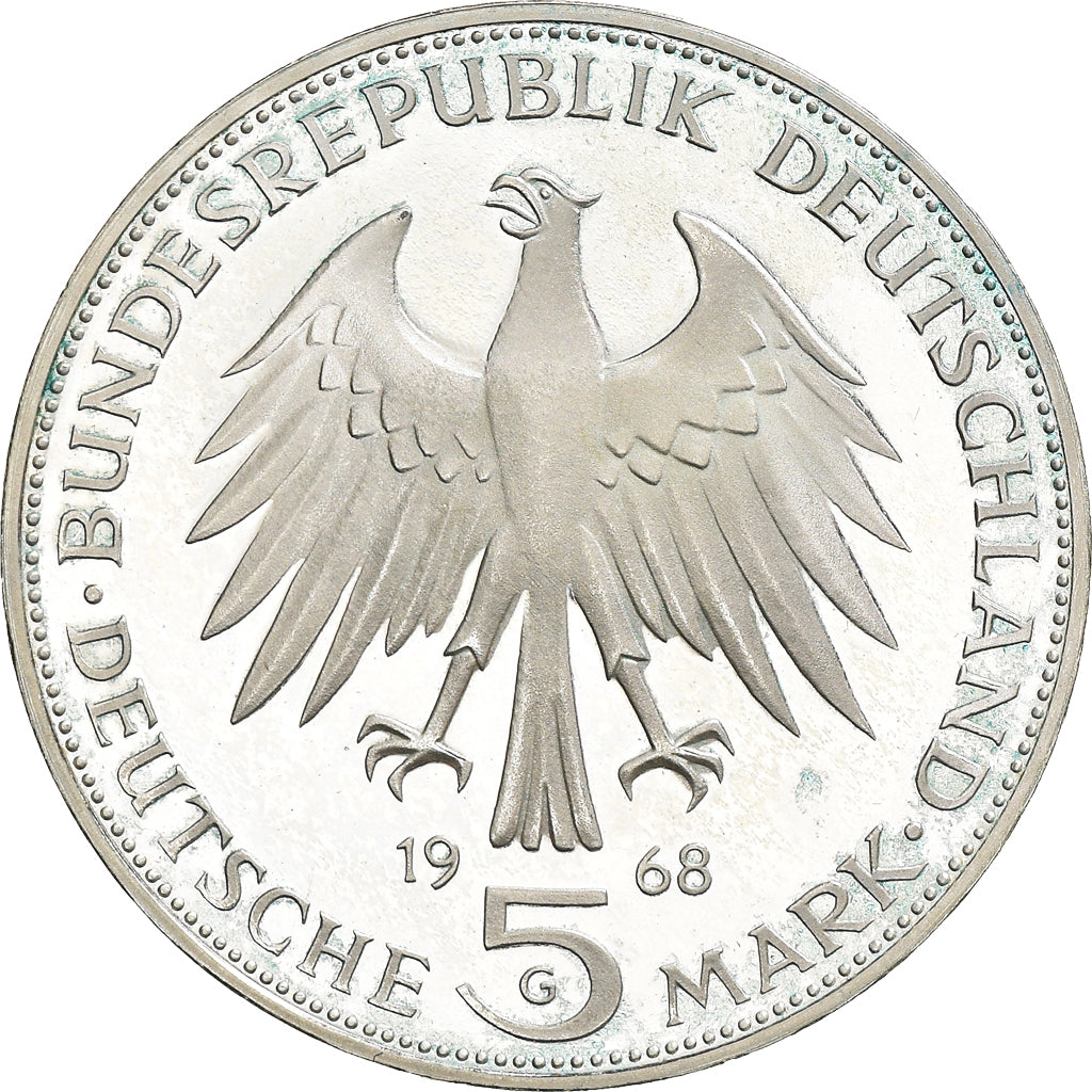 Monnaie, République fédérale allemande, 5 Mark, 1968, Karlsruhe, Germany, BE