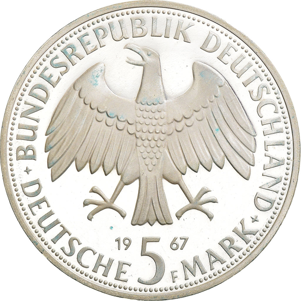 Coin, GERMANY - FEDERAL REPUBLIC, 5 Mark, 1967, Stuttgart, Germany, BE, MS(63)