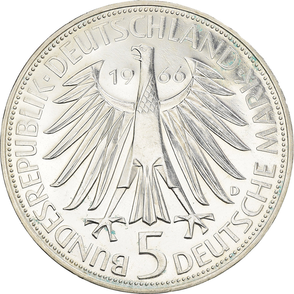 Coin, GERMANY - FEDERAL REPUBLIC, 5 Mark, 1966, Munich, Germany, BE, MS(63)