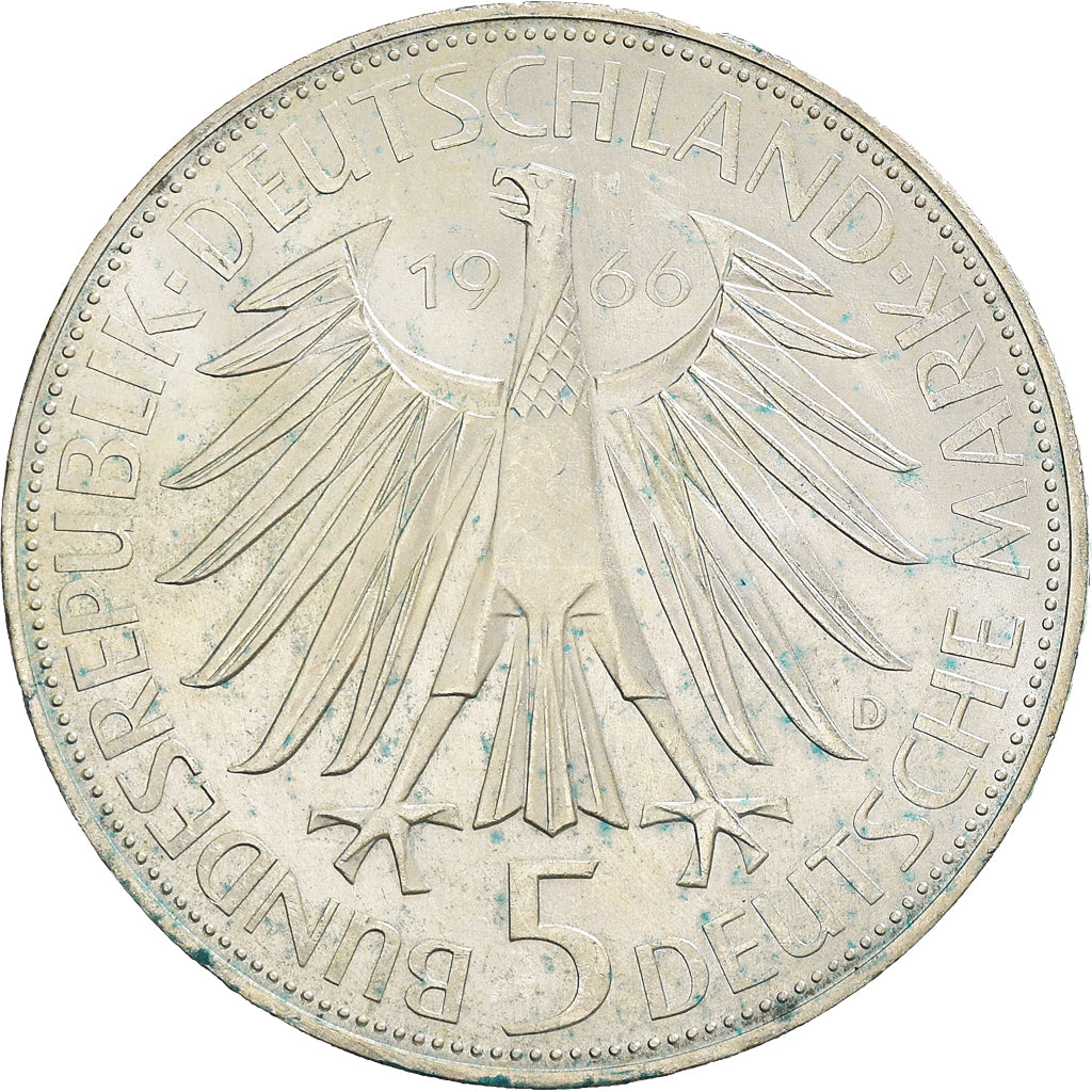 Coin, GERMANY - FEDERAL REPUBLIC, 5 Mark, 1966, Munich, Germany, AU(55-58)