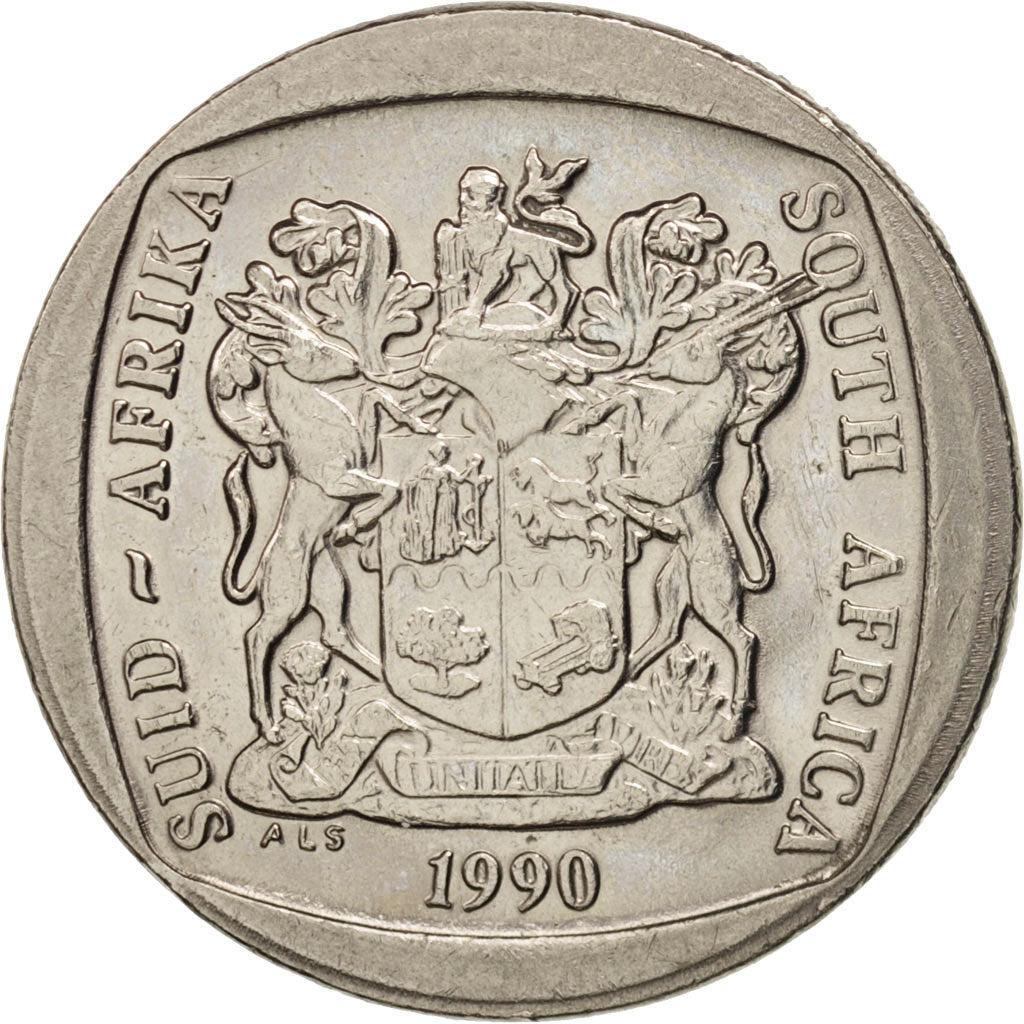 South Africa, 2 Rand, 1990, AU(55-58), Nickel Plated Copper, KM:139