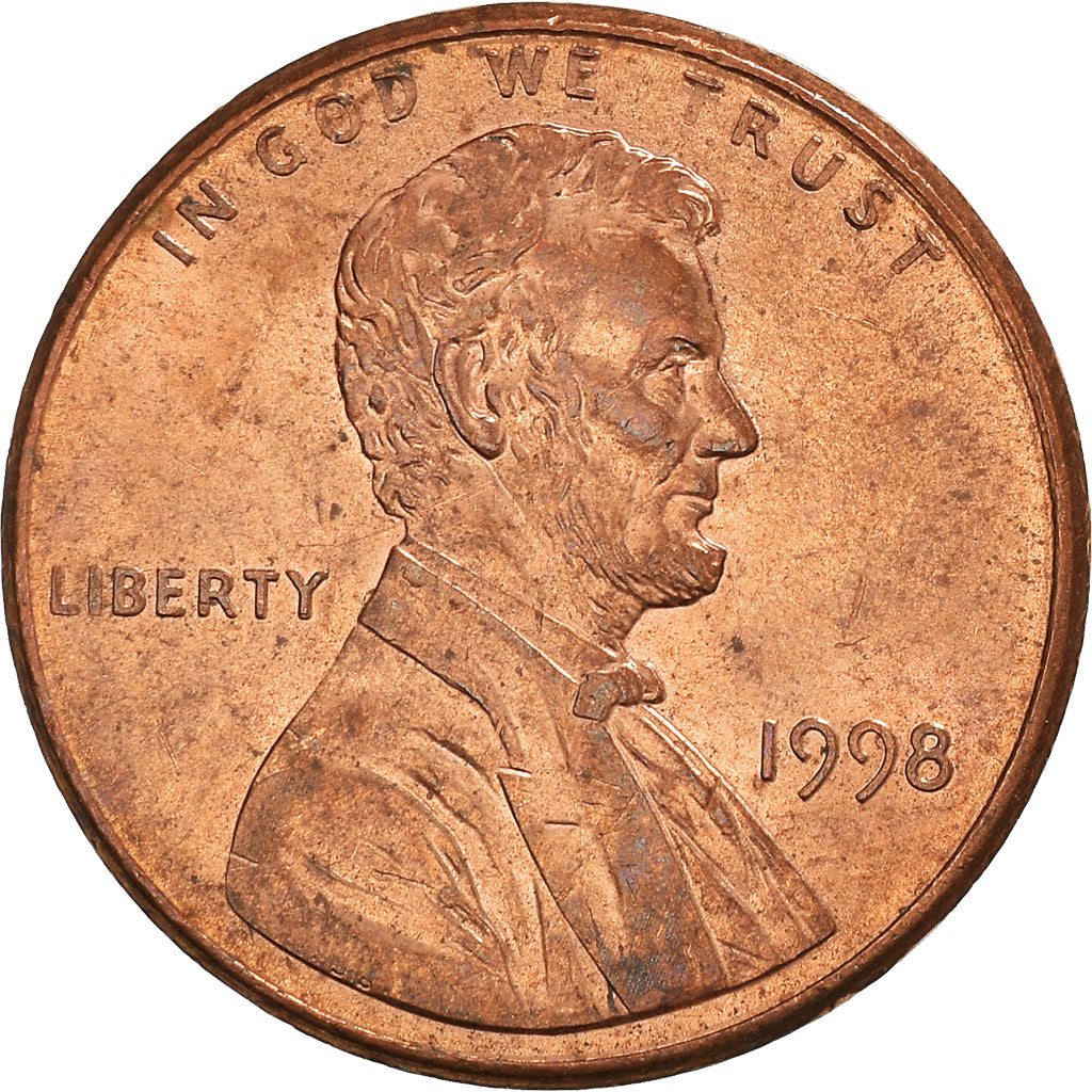 Coin, United States, Lincoln Cent, Cent, 1998, U.S. Mint, Philadelphia