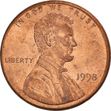 Coin, United States, Lincoln Cent, Cent, 1998, U.S. Mint, Philadelphia