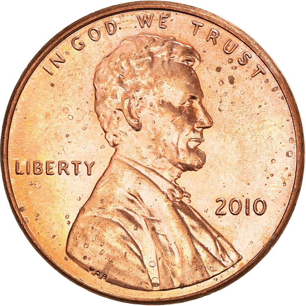 Monnaie, États-Unis, Lincoln Cent, Cent, 2010, U.S. Mint, TTB+, Copper Plated