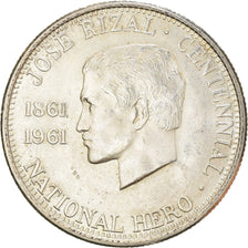 Moneta, Filippine, 1/2 Peso, 1961, José Rizal, SPL-, Argento, KM:191