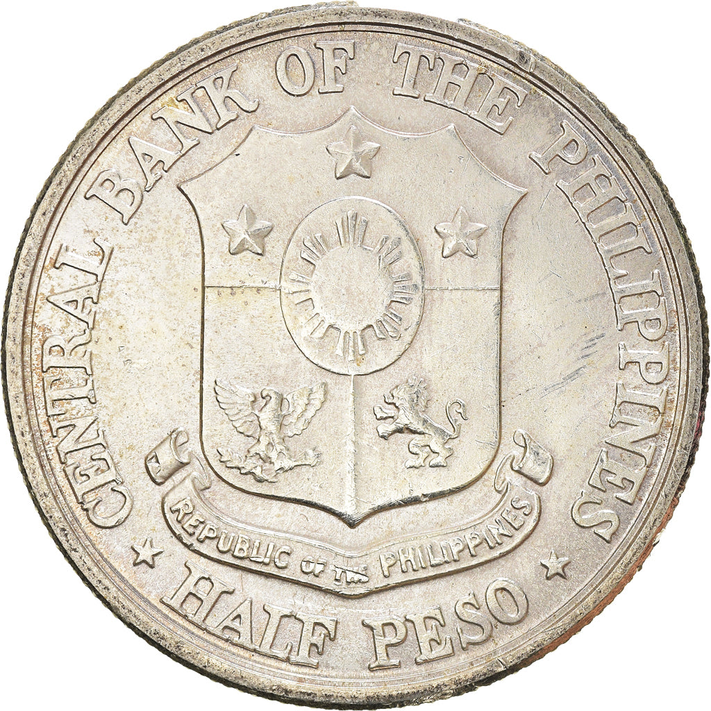 Moneta, Filippine, 1/2 Peso, 1961, José Rizal, SPL-, Argento, KM:191