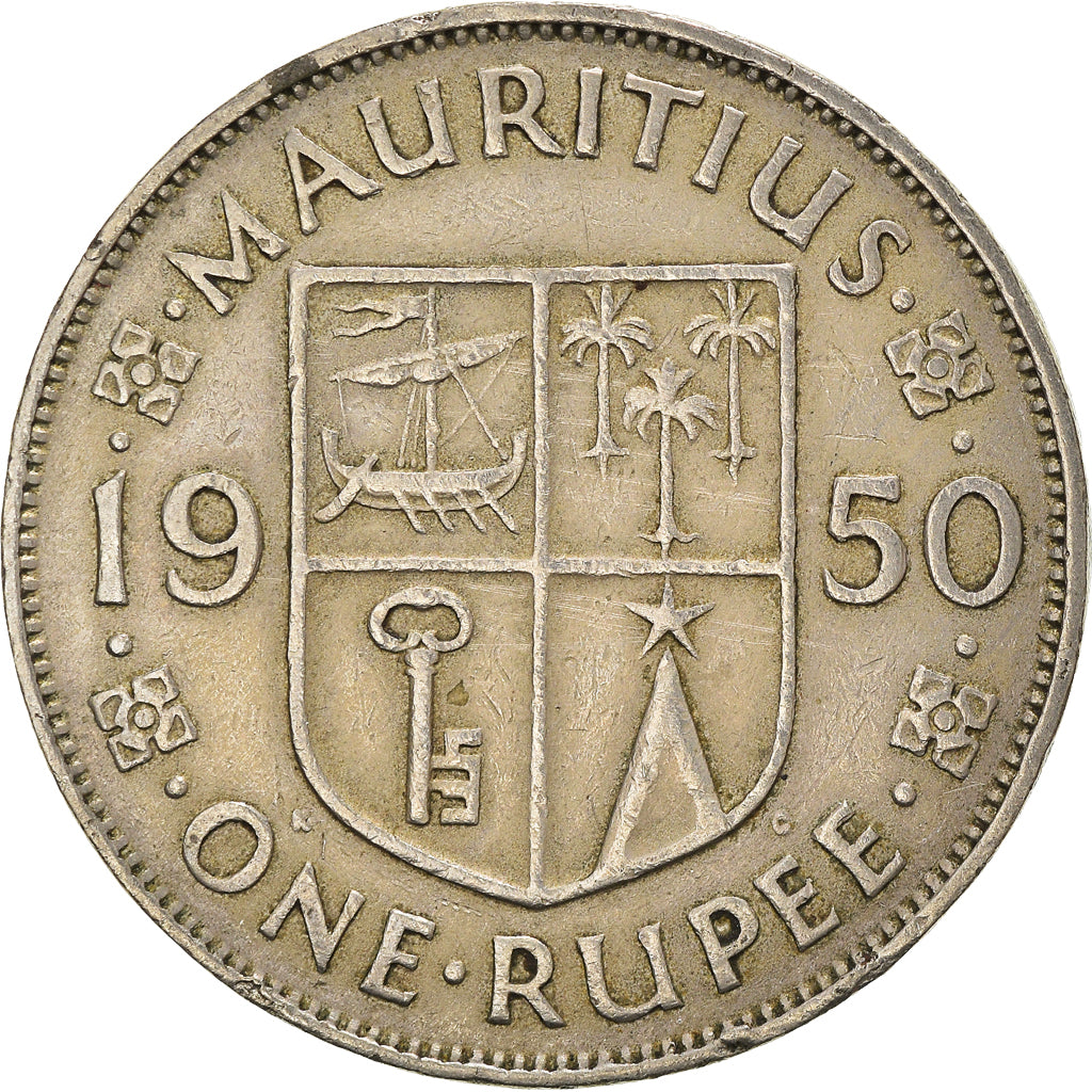 Coin, Mauritius, George VI, Rupee, 1950, VF(30-35), Copper-nickel, KM:29.1