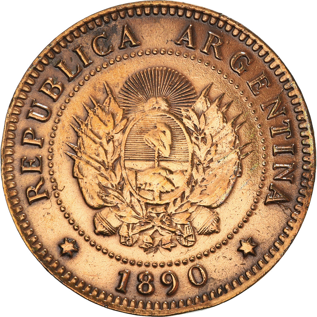 Coin, Argentina, Centavo, 1890, AU(55-58), Bronze, KM:32
