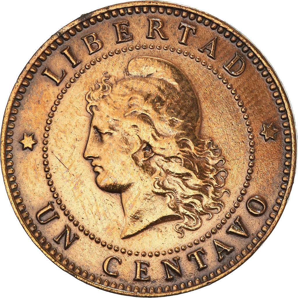 Coin, Argentina, Centavo, 1890, AU(55-58), Bronze, KM:32