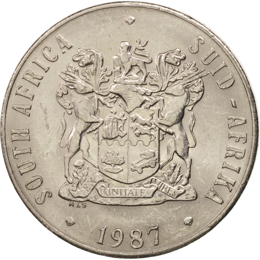 Coin, South Africa, 50 Cents, 1987, MS(60-62), Nickel, KM:87
