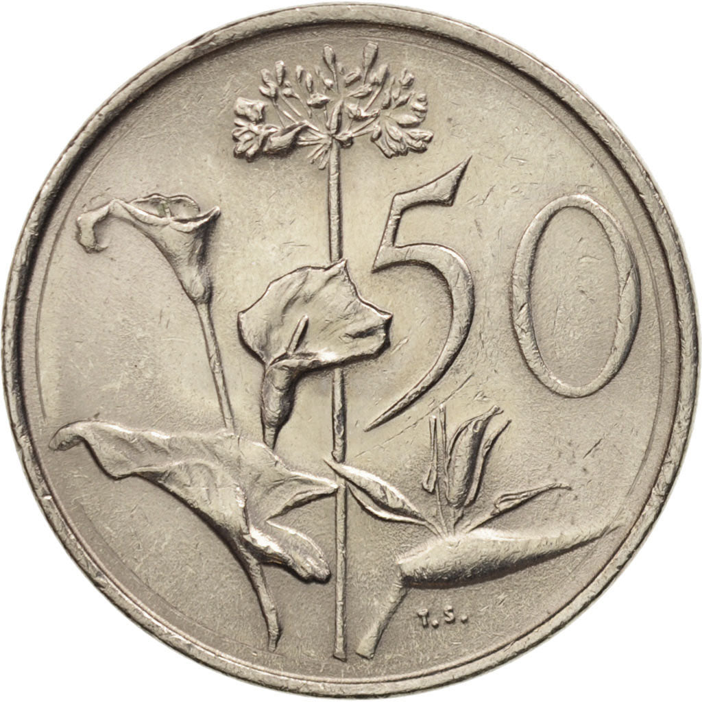 Coin, South Africa, 50 Cents, 1987, MS(60-62), Nickel, KM:87