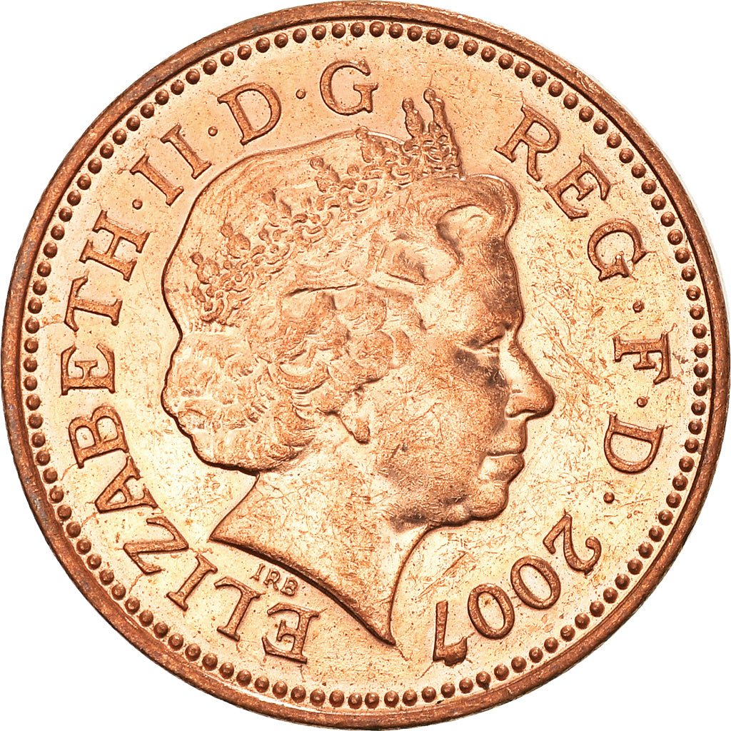 Coin, Great Britain, Elizabeth II, Penny, 2007, AU(50-53), Copper Plated Steel