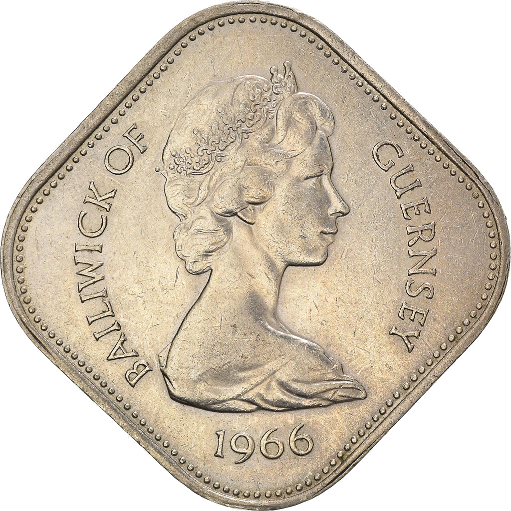 Coin, Guernsey, Elizabeth II, 10 Shilling, 1966, Heaton, AU(50-53)