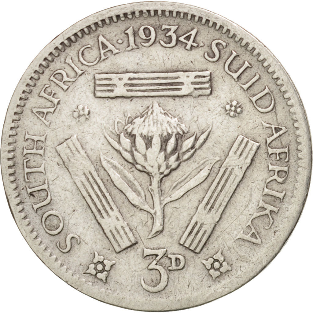 South Africa, George V, 3 Pence, 1934, VF(20-25), Silver, KM:15.2