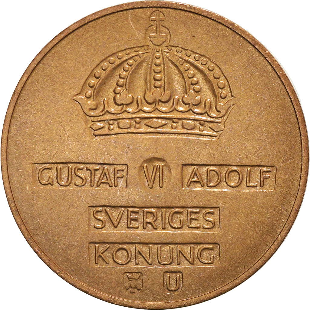 Coin, Sweden, Gustaf VI, 2 Öre, 1967, AU(55-58), Bronze, KM:821