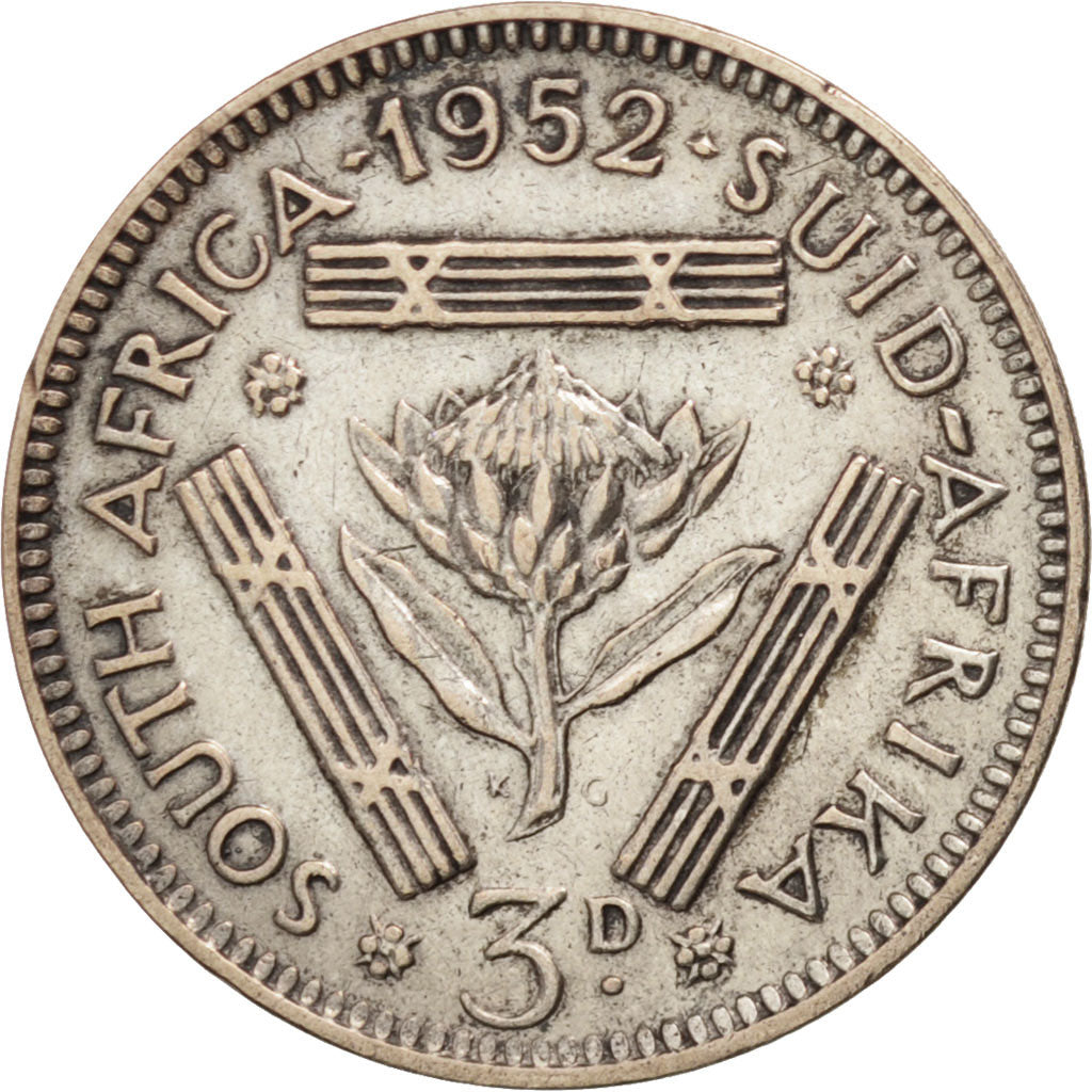Monnaie, Afrique du Sud, George VI, 3 Pence, 1952, TTB, Argent, KM:35.2