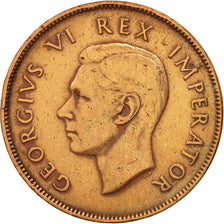 Munten, Zuid Afrika, George VI, Penny, 1945, ZF, Bronze, KM:25