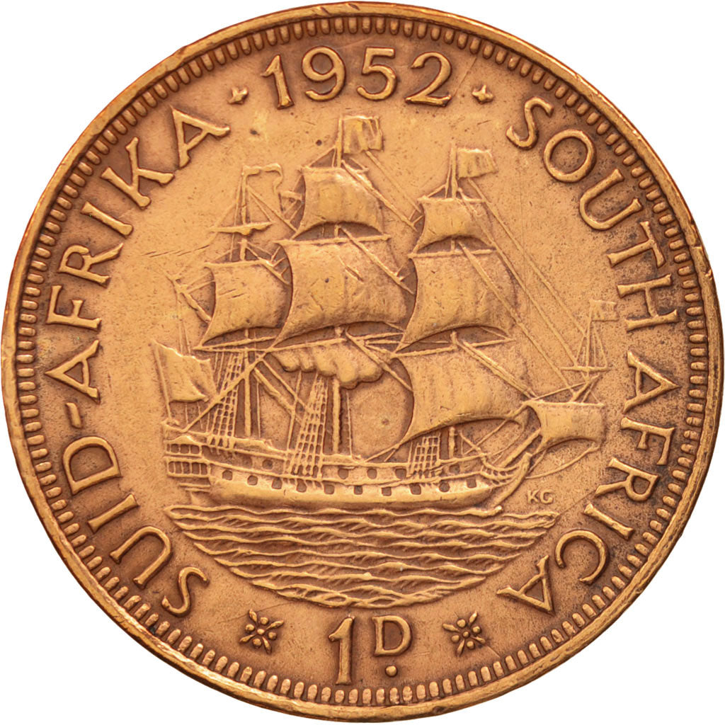 South Africa, George VI, Penny, 1952, EF(40-45), Bronze, KM:34.2