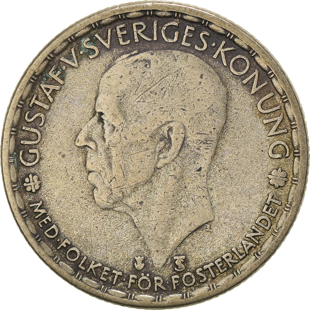 Moneda, Suecia, Gustaf V, 1 Krona, 1949, BC+, Plata, KM:814