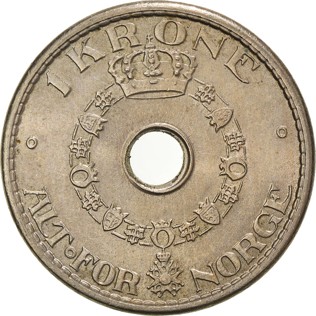 Coin, Norway, Haakon VII, Krone, 1949, AU(50-53), Copper-nickel, KM:385