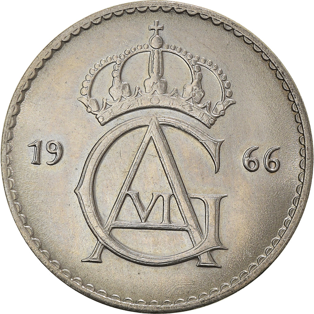 Coin, Sweden, Gustaf VI, 50 Öre, 1966, MS(63), Copper-nickel, KM:837