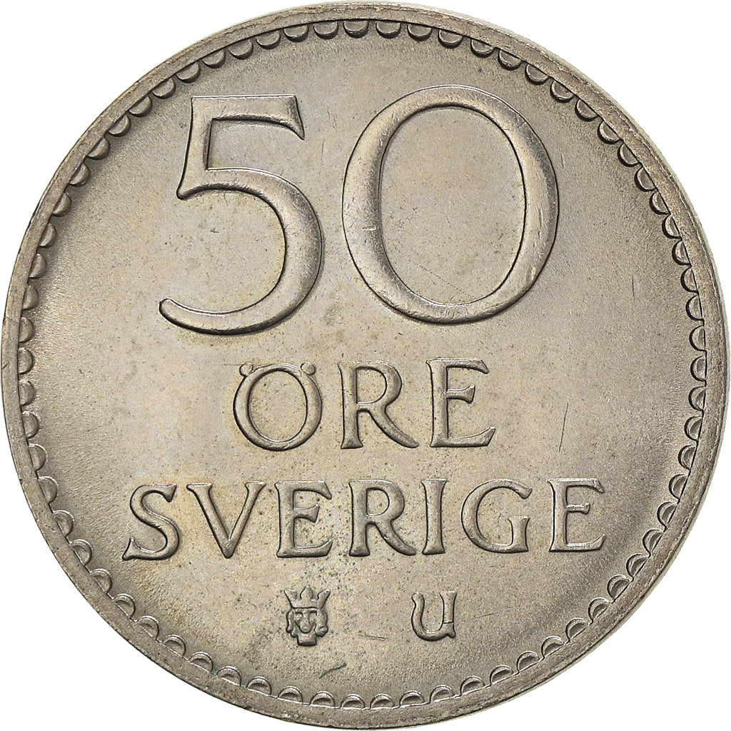 Coin, Sweden, Gustaf VI, 50 Öre, 1966, MS(63), Copper-nickel, KM:837