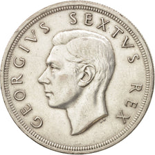 South Africa, George VI, 5 Shillings, 1952, AU(55-58), Silver, KM:41