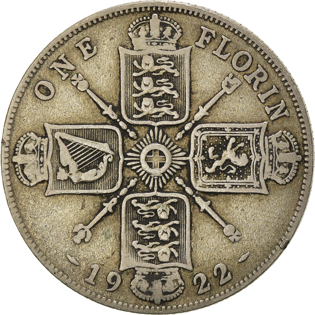 Coin, Great Britain, George V, Florin, Two Shillings, 1922, VF(20-25), Silver